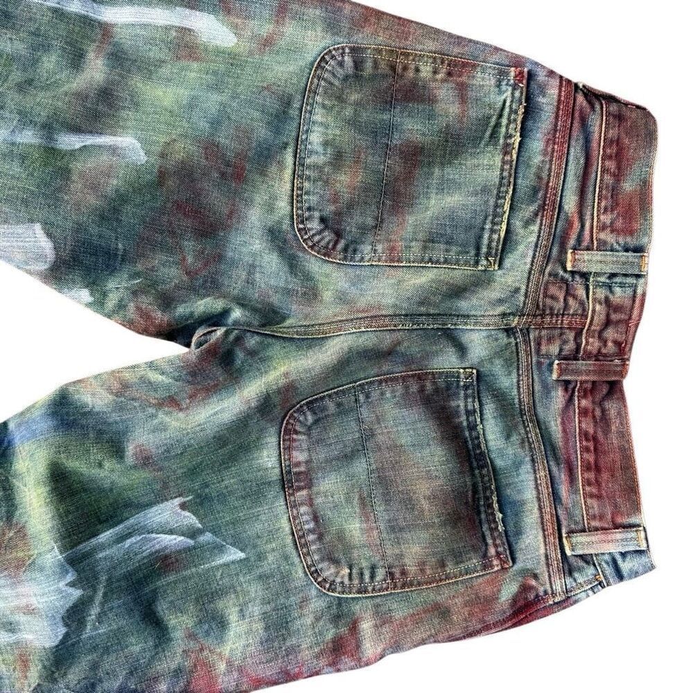 Vintage GAP Y2K Painted Hand-Dyed Distressed Jeans 33” - Picture 6 of 11
